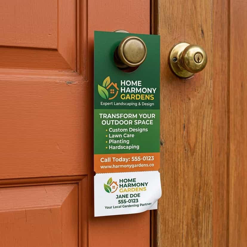Door Hangers For Less providing Business Card Tear-Off Door Hangers Door Hanger Design & Print Shop services